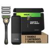 imageGilletteLabs With Exfoliating Bar Shaving Razor For Men 1 Handle 3 Blade Refills Includes Travel Case for Convenient Storage On The GoGold