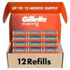 imageGillette Fusion5 Mens Razor Blade Refills 12 Count Lubrastrip for a More Comfortable Shave