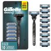 imageGillette Mach3 Shaving Razor for Men 1 Razor Gillette 3Blade Handle for Mens Grooming 10 Razor Blade Refills Lubrication Strip