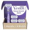 imageGillette Venus Deluxe Smooth Swirl Womens Razor Handle  4 Blade Refills Flexible Handle and Pivoting HeadHandle  4 Refills