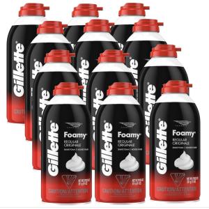 imageGillette Foamy Regular Shaving Cream Pack of 12 11 oz each