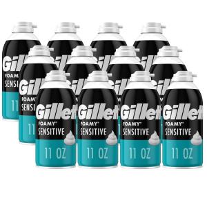 imageGillette Foamy Shaving Cream Sensitive Skin 11 Ounce Pack of 12Foamy  Sensitive Skin Pack of 12