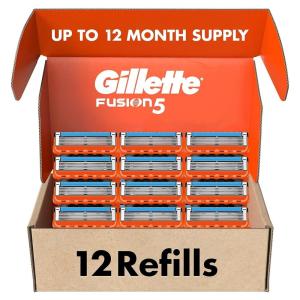 imageGillette Fusion5 Mens Razor Blade Refills 12 Count Lubrastrip for a More Comfortable Shave