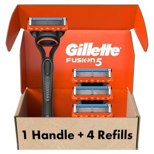 imageGillette Fusion5 Razors for Men 1 Razor 4 Blade Refills Lubrastrip for a More Comfortable Shave