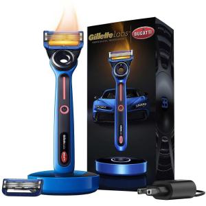 imageGillette Labs Heated Razor Gold Edition  1 Handle 5 Blade Refills 1 Charging DockBugatti Heated Razor Kit