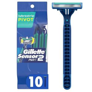 imageGillette Sensor2 Plus Pivoting Head Mens Disposable Razors 10 Count Pack of 3Green
