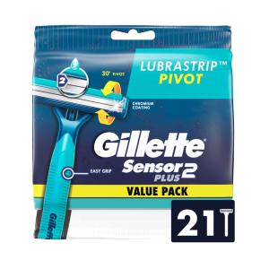 imageGillette Sensor2 Plus Pivoting Head Mens Disposable Razors 10 Count Pack of 3Light Blue