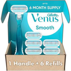 imageGillette Venus Smooth Womens Razor Handle  6 Refills with SoftGrip Gel Handle1 Count Pack of 1