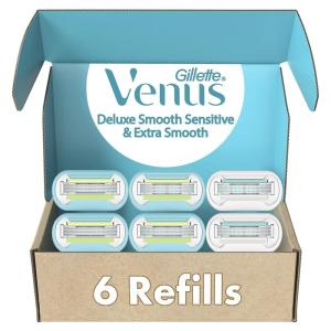 imageGillette Venus Womens Razor Blade Refills Venus Extra Smooth 4 Count and Venus Deluxe Smooth Sensitive 2 Count 6 Total Refills