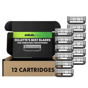 imageGilletteLabs Razor Blade Refills 12ct Razor Cartridges Razor Refills for Men Compatible with GilletteLabs Exfoliating Bar Razor and Heated Razor12 Count Pack of 1