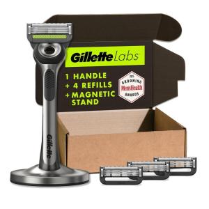 imageGilletteLabs with Exfoliating Bar by Gillette Razor for Men  1 Handle 4 Razor Blade Refills Holiday Gifts for Men Includes Premium Magnetic Stand
