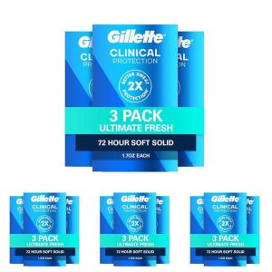 imageGillette Clinical Antiperspirant and Deodorant for Men 72hr Sweat ampamp Odor Protection Long Lasting Freshness AntiWhite Mark Technology Soft Solid Ultimate Fresh Scent 17 oz Pack of 317 Ounce Pack of 12