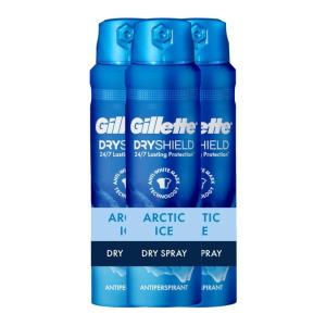 imageGillette Dry Spray Antiperspirant and Deodorant for Men 247 Sweat ampamp Odor Protection AntiWhite Mark Technology Cool Wave Scent 43 oz Pack of 3Arctic Ice