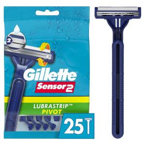 imageGillette Sensor2 Pivoting Head Mens Disposable Razors 25 Count25 Count Pack of 1
