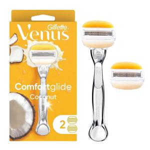 imageGillette Venus Comfortglide with Olay Coconut Womens Razor Handle  Blade Refills Silver 2 Count