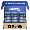imageGillette5 Mens Razor Blade Refills 12 Count Lubrastrip for a More Comfortable Shave12 Count Pack of 1