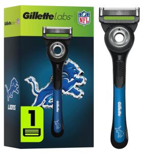 imageGillette Labs Special NFL Lions Edition Shaving Razor for Men  1 Handle 4 Razor Blade Refills ampamp Magnetic Stand Perfect for Game Day Grooming GilletteLabs with Exfoliating BarLions