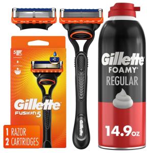 imageGillette Fusion5 Razor for Men Handle  2 Razor Blade Refills with Gillette Foamy Classic Shave Foam for Men Protection Against Shaving Irritation Quick and Smooth Shave shaving cream 149 Oz