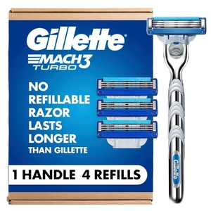 image:imageGillette Mach3 Turbo Razors for Men 1 Handle 4 Blade Refills