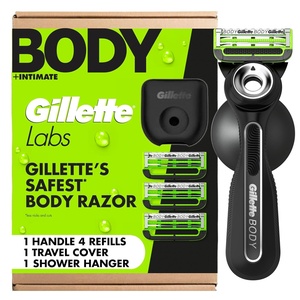 image:imageGillette Labs Body  Intimate Razor For Men Handle  4 Blade Refills Travel Cover