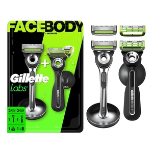 image:imageGillette Labs Razor Duo Pack for Men 1 Face Razor 1 Body  Intimate Razor 4 Razor Blade Refills 2 Face 2 Body